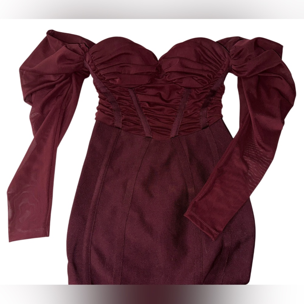 ASOS DESIGN Curve off shoulder corset midi dress in wine